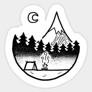 Camping out by a Mountain under the Moonlight Sticker